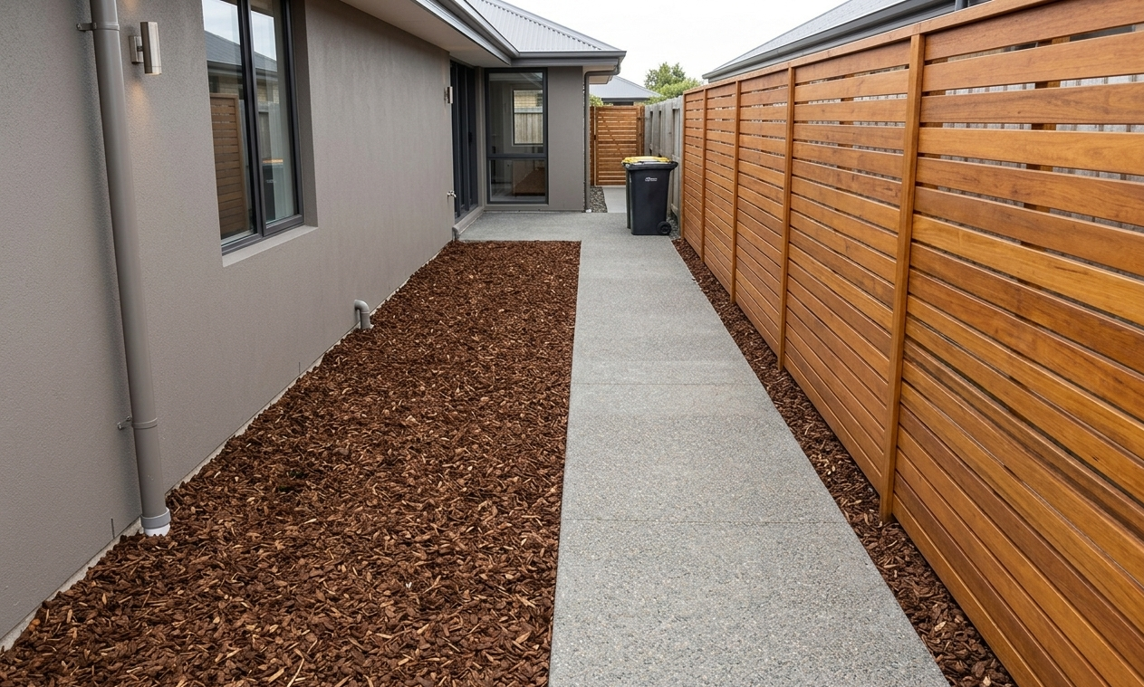 Side access path for Home in Christchurch With Bins