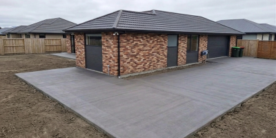 Dark Concrete Driveway in Christchurch on New Section